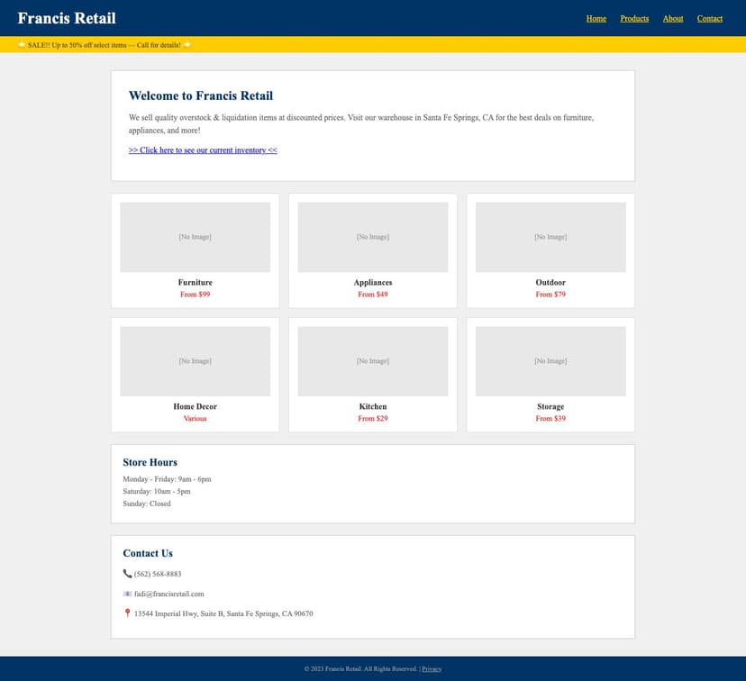 francisretail.com — old website